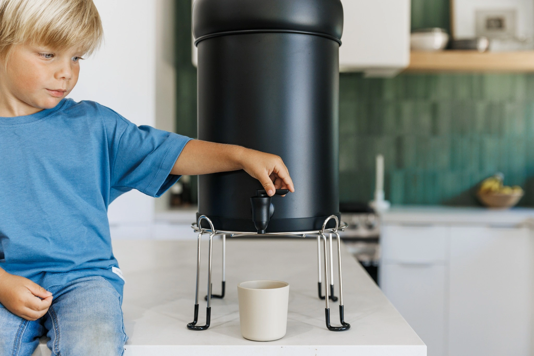 Pouring water at the dinner table