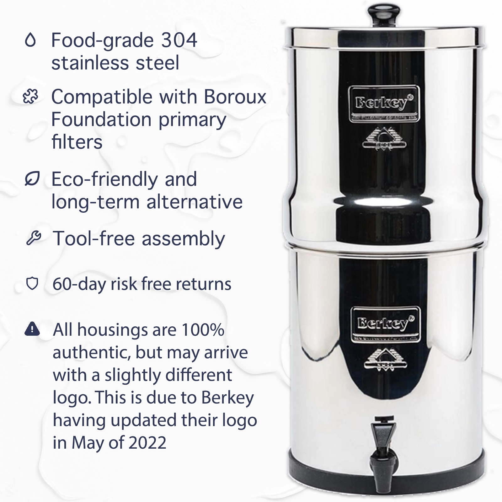 Berkey stainless housing open box - no filters