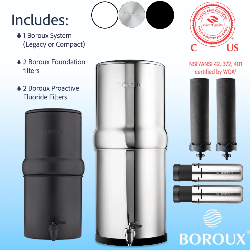 BOROUX Legacy or Compact stainless system with Foundation + Proactive filters