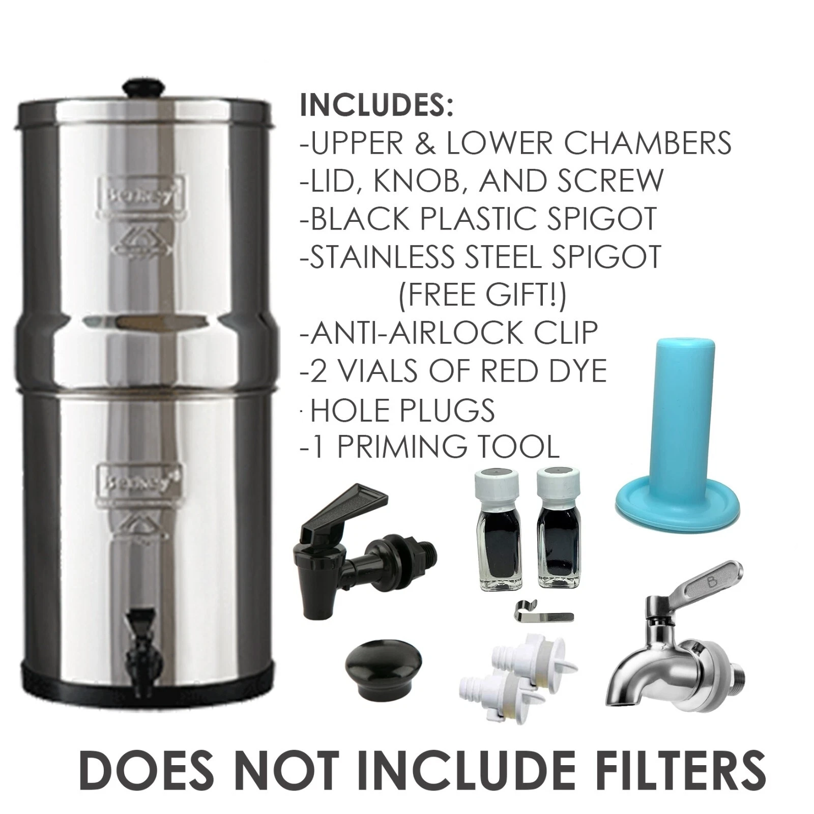 Support Surélevé Pour Filtre à Eau Berkey - En Acier Inox 304, Diamètre 23,5 Cm, Hauteur 15,5 Cm, Pieds Amovibles
